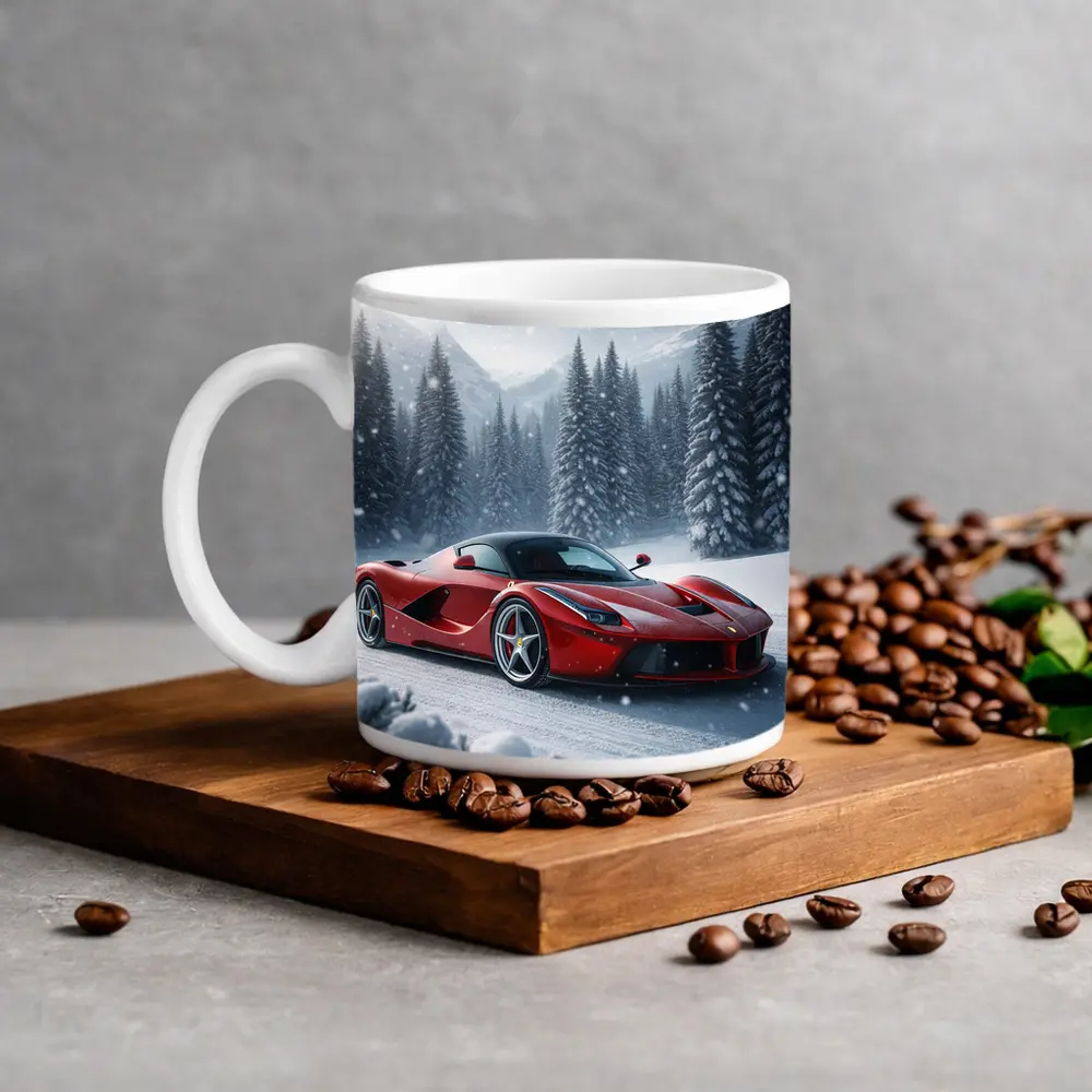 Ferrari LaFerrari Red Supercar Snowy Winter – Mugs