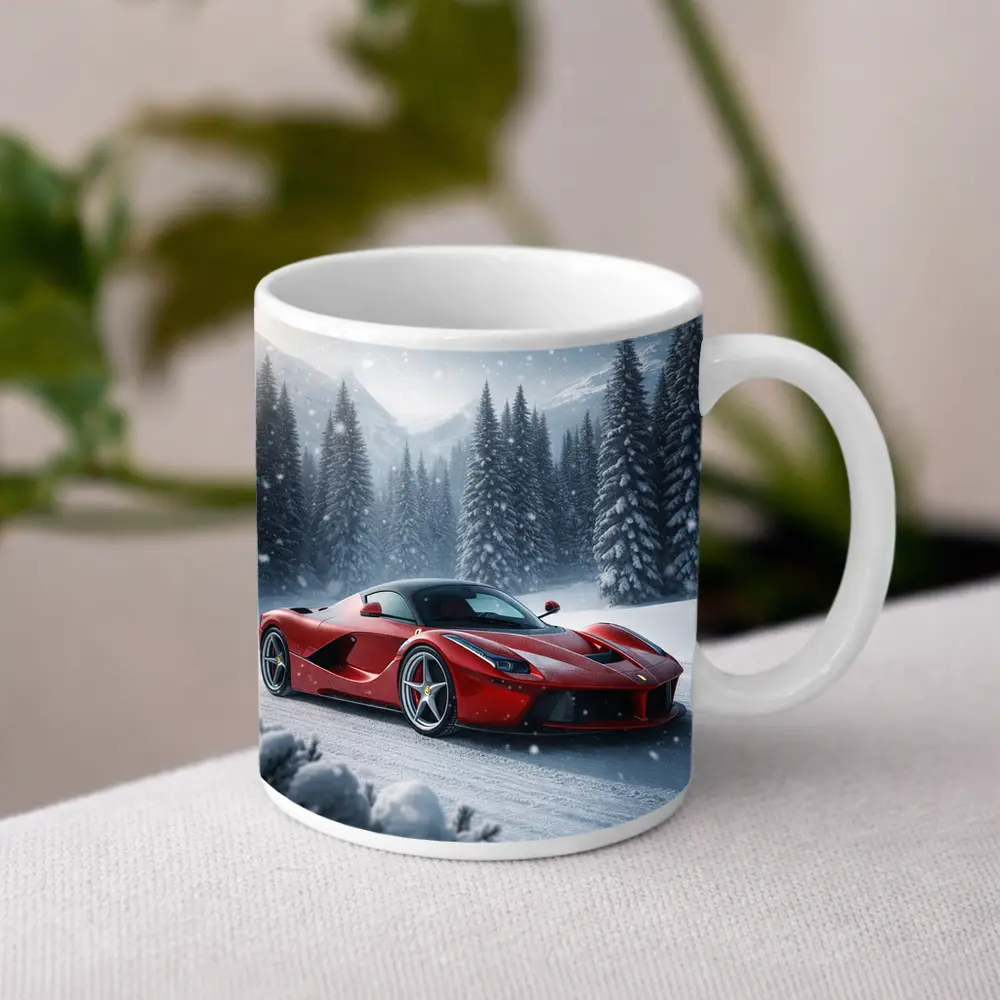 Ferrari LaFerrari Red Supercar Snowy Winter – Mugs
