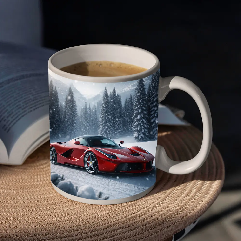 Ferrari LaFerrari Red Supercar Snowy Winter – Mugs