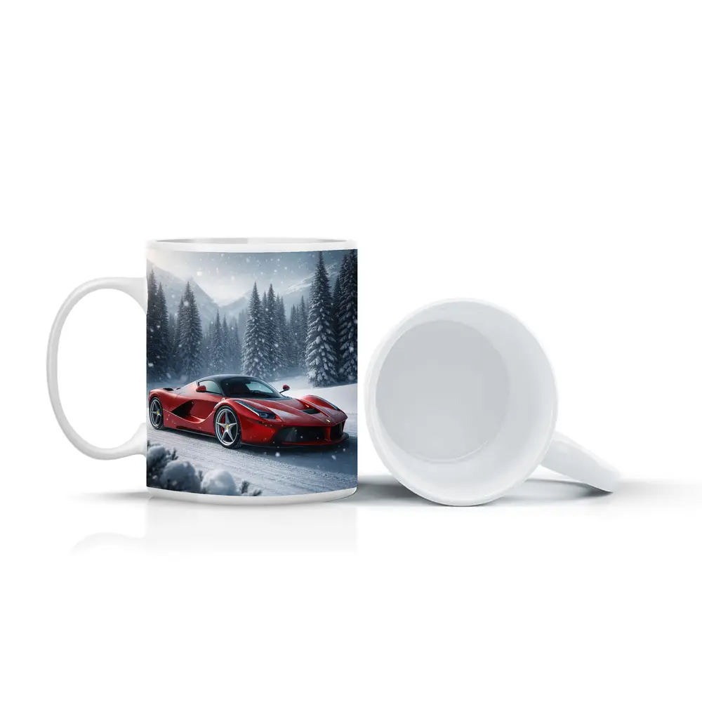 Ferrari LaFerrari Red Supercar Snowy Winter – Mugs