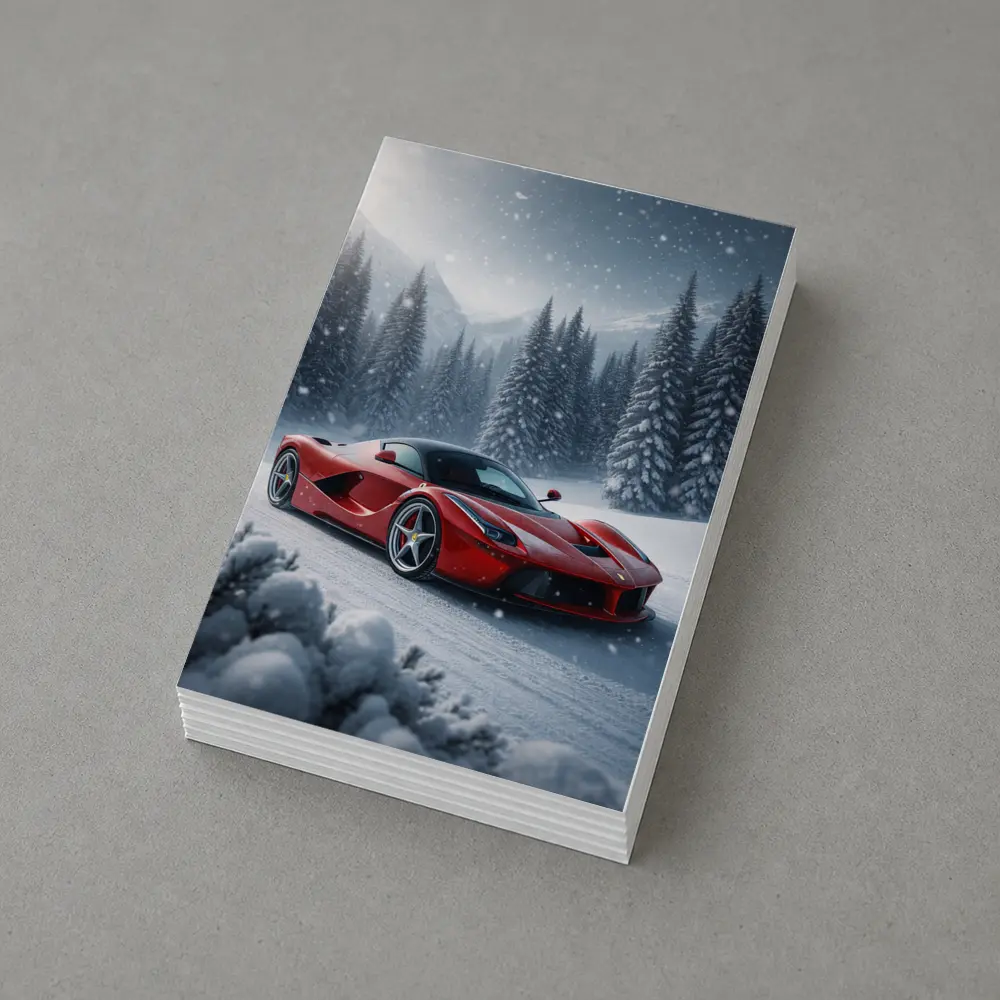 Ferrari LaFerrari Red Supercar Snowy Winter – Postcards