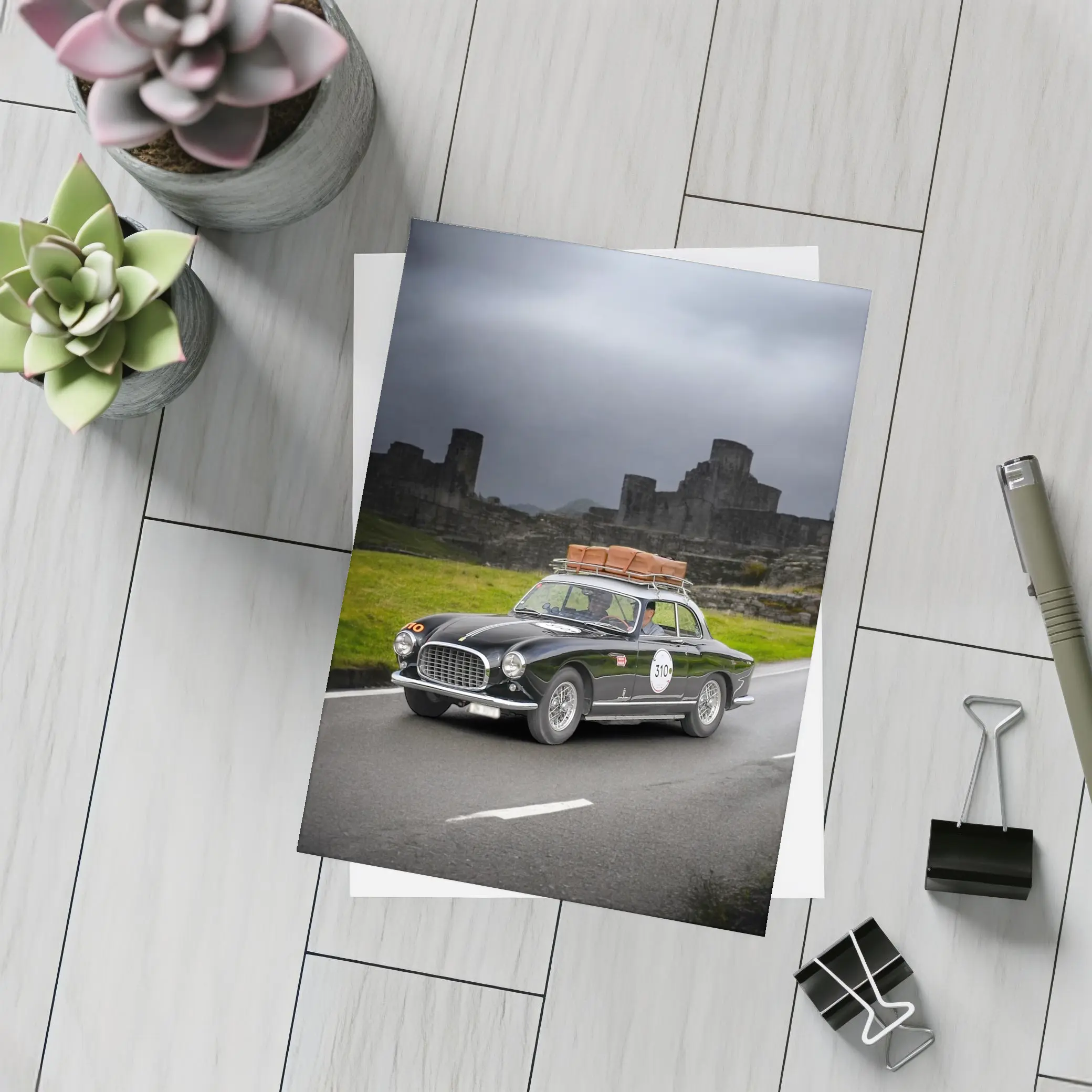 Classic Ferrari Coupe Dark Castle Road – Postcards