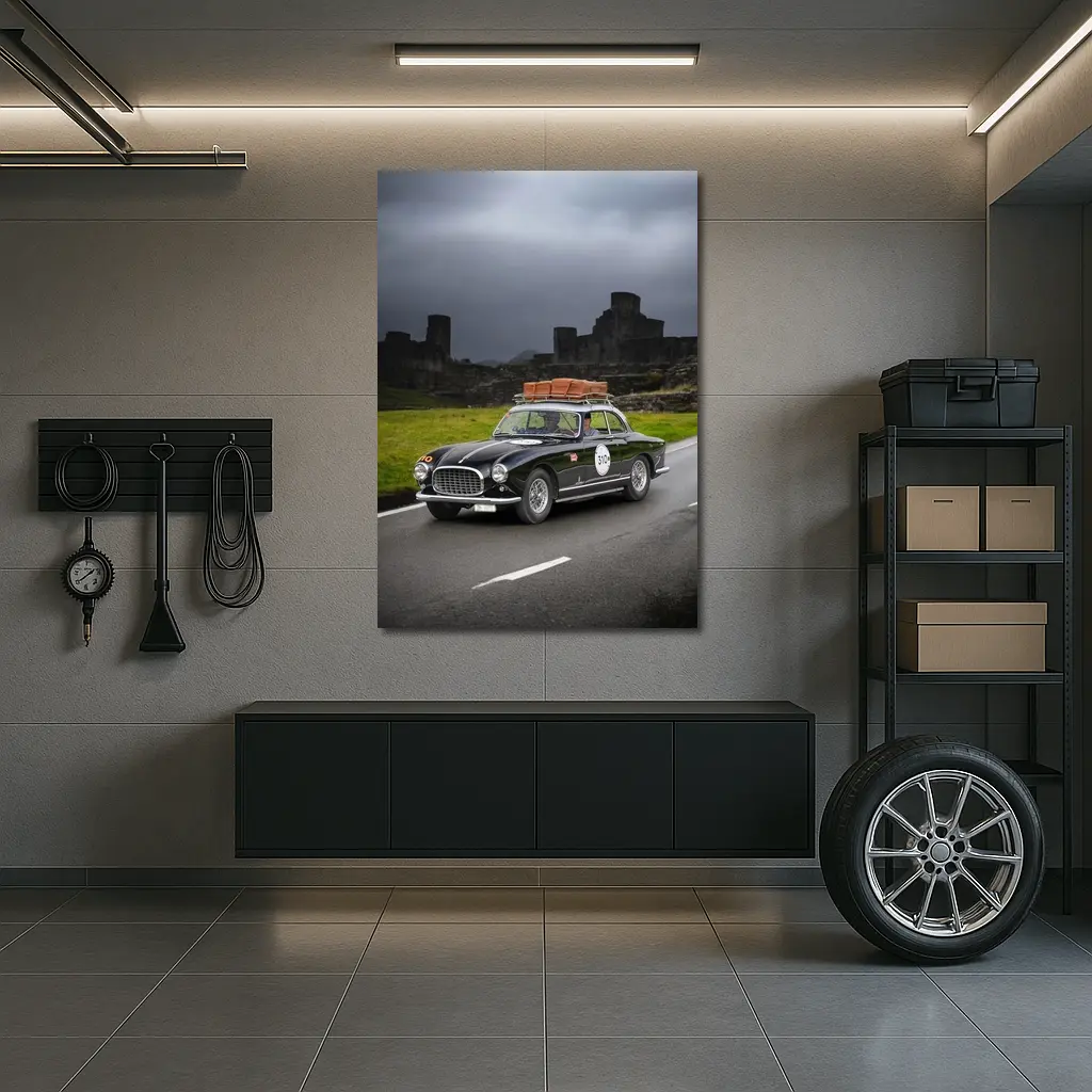 Classic Ferrari Coupe Dark Castle Road – Wall Art