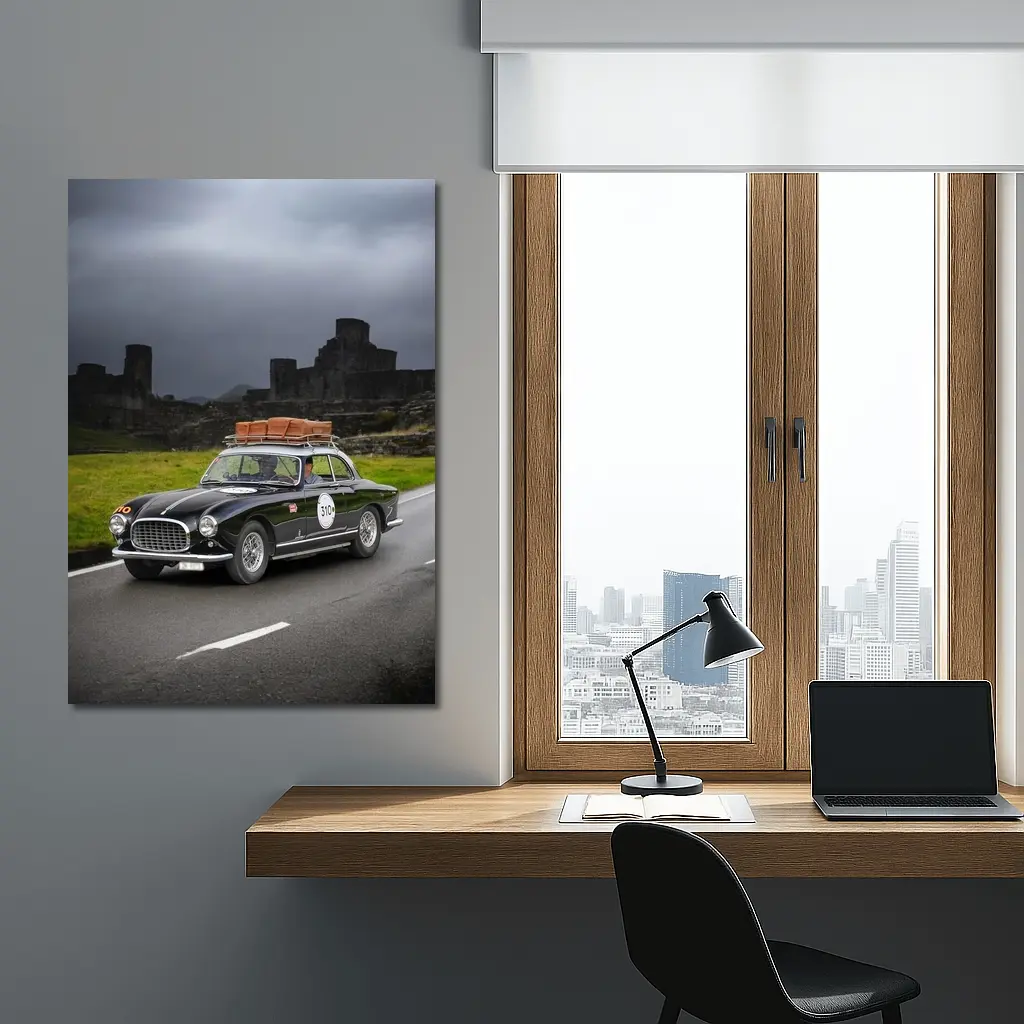 Classic Ferrari Coupe Dark Castle Road – Wall Art