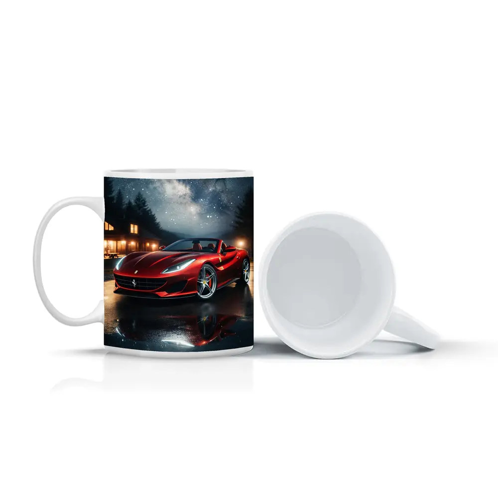 Ferrari Portofino Red Under Starry Night Sky – Mugs