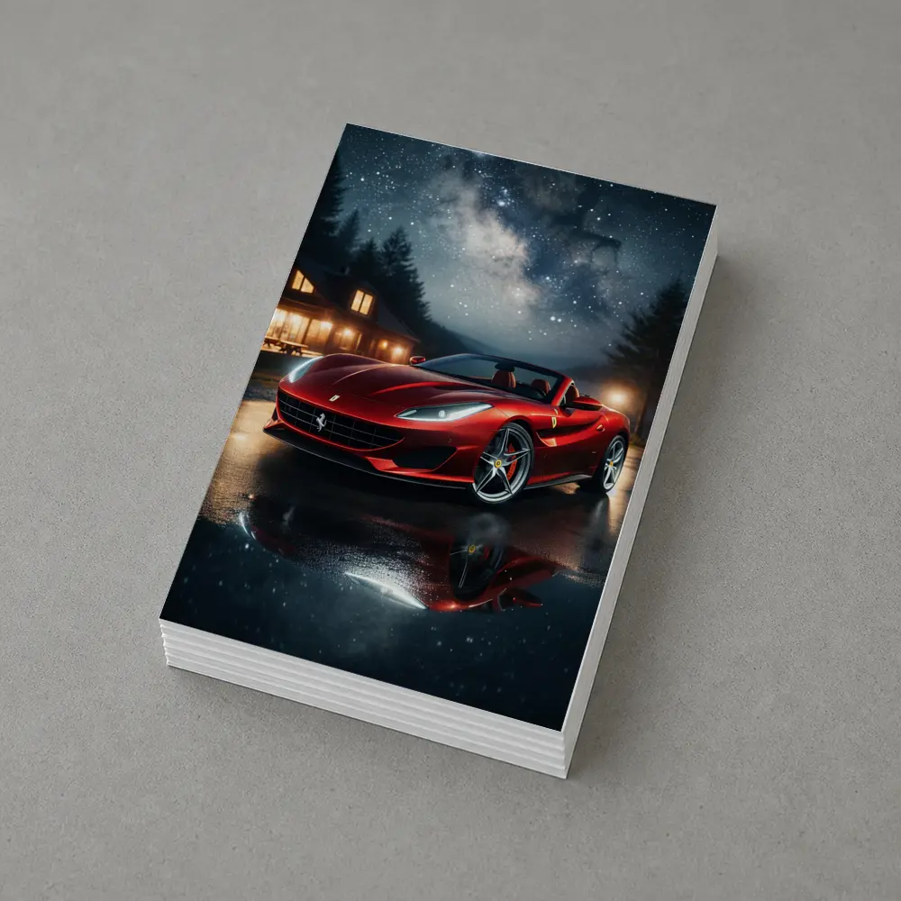 Ferrari Portofino Red Under Starry Night Sky – Postcards