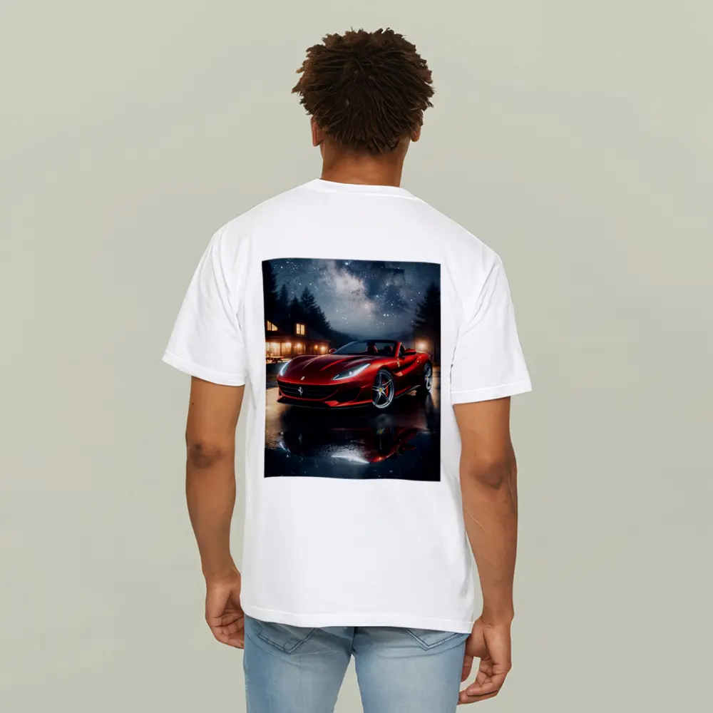Ferrari Portofino Red Under Starry Night Sky – T-Shirts