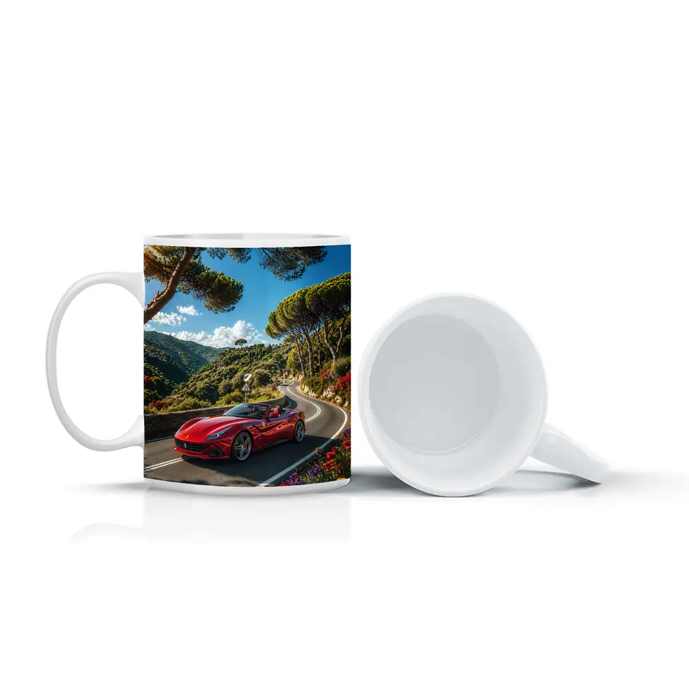 Ferrari Portofino Red Convertible Coastal Road Drive – Mugs