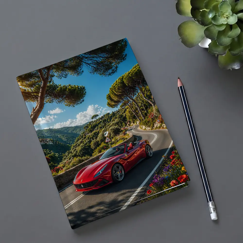 Ferrari Portofino Red Convertible Coastal Road Drive – Notebooks