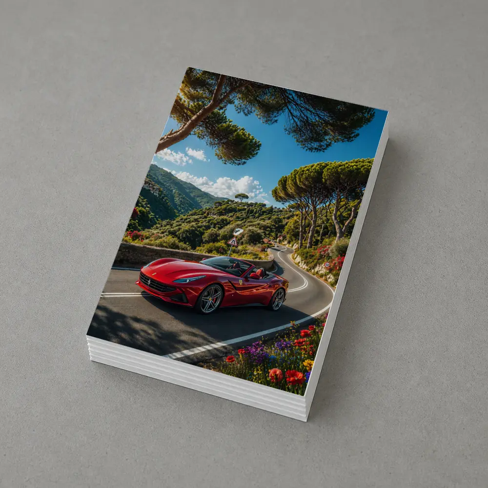 Ferrari Portofino Red Convertible Coastal Road Drive – Postcards