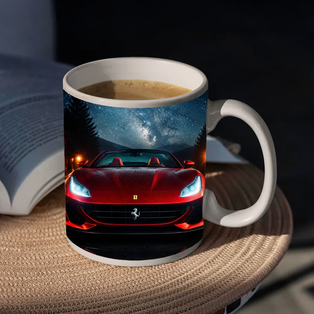 Ferrari Portofino Red Under Starry Night Sky – Mugs