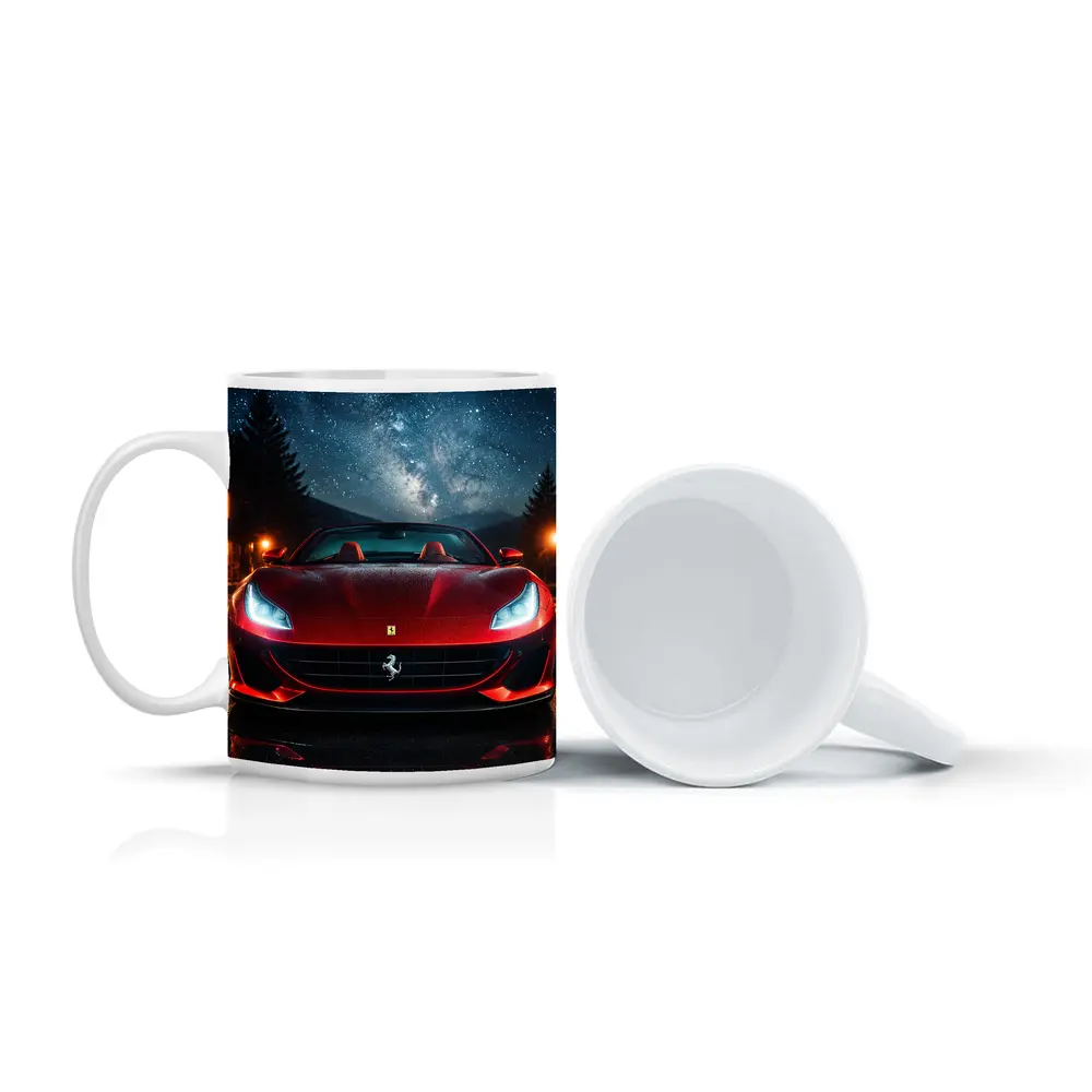 Ferrari Portofino Red Under Starry Night Sky – Mugs