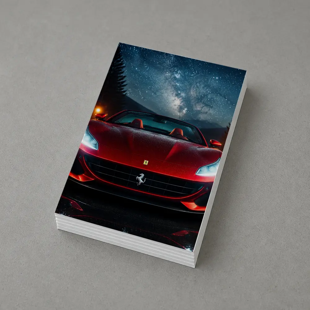 Ferrari Portofino Red Under Starry Night Sky – Postcards