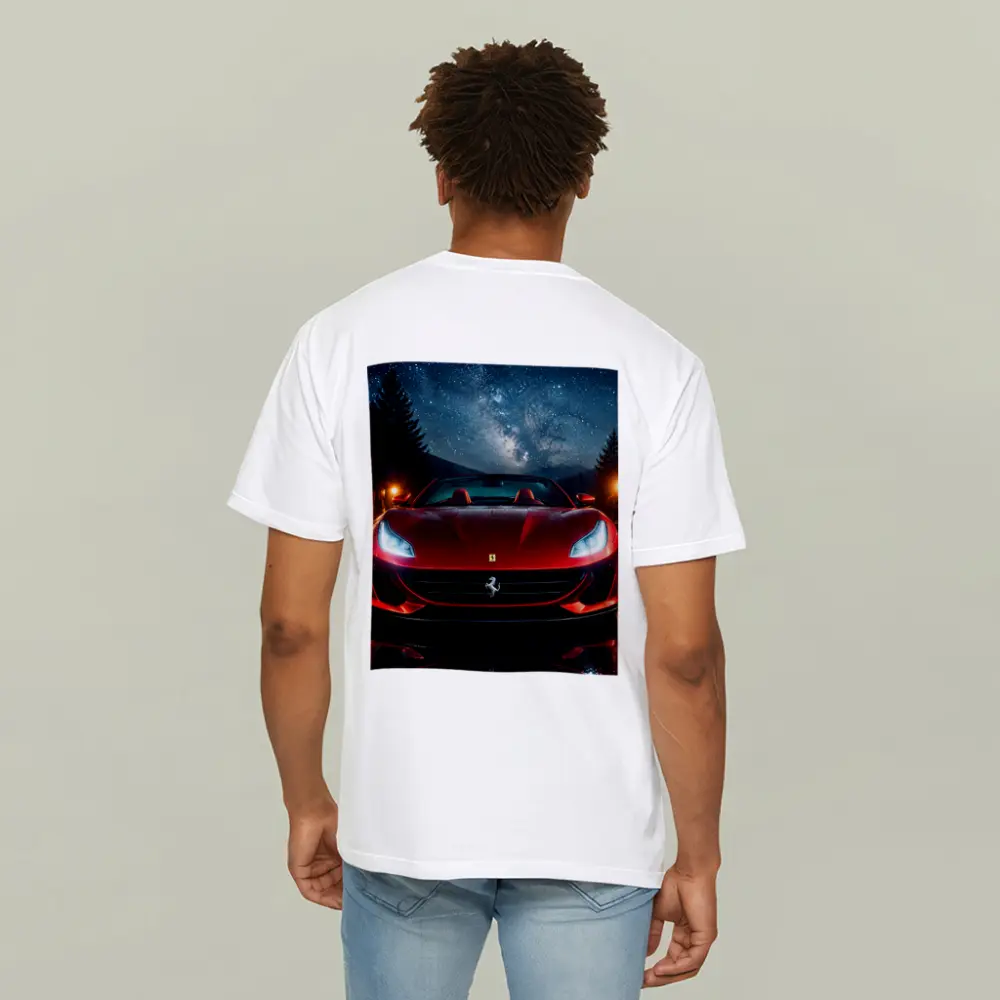 Ferrari Portofino Red Under Starry Night Sky – T-Shirts