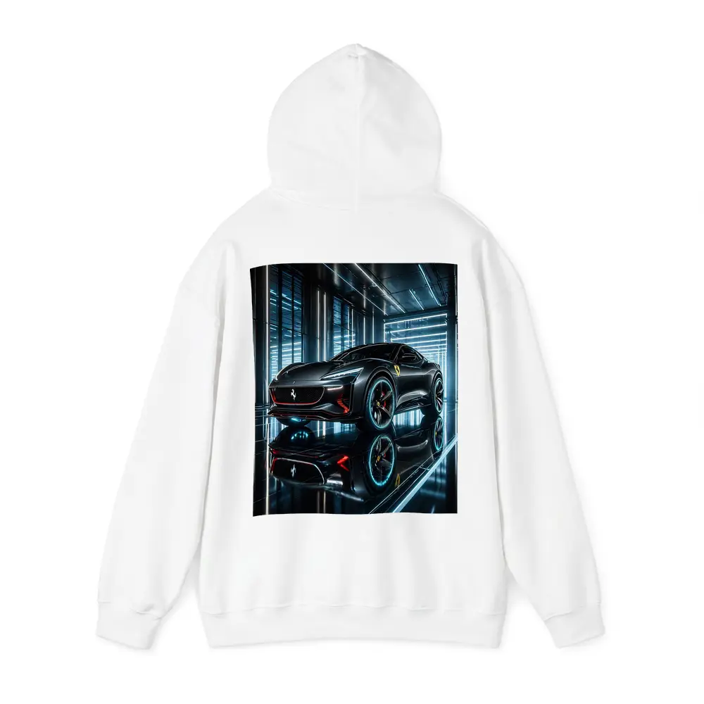 Ferrari Purosangue Black Neon Showroom Night – Hoodies