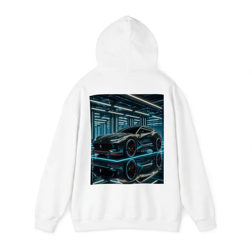 Ferrari Purosangue Black Neon Futuristic Garage – Hoodies