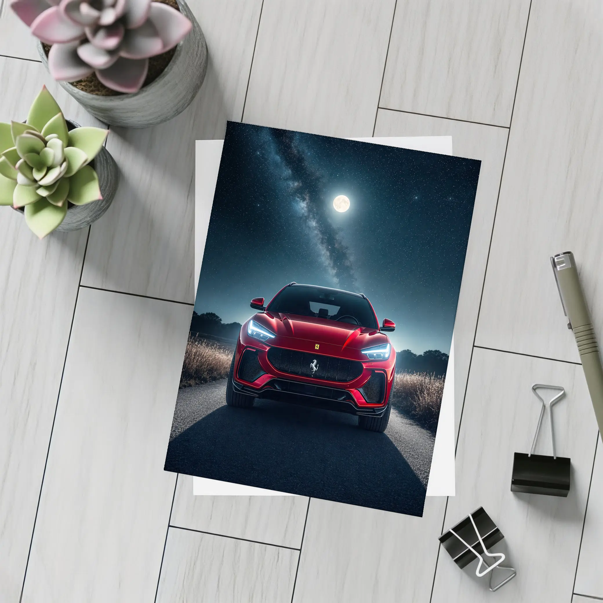 Ferrari Purosangue Red SUV Starry Night – Postcards