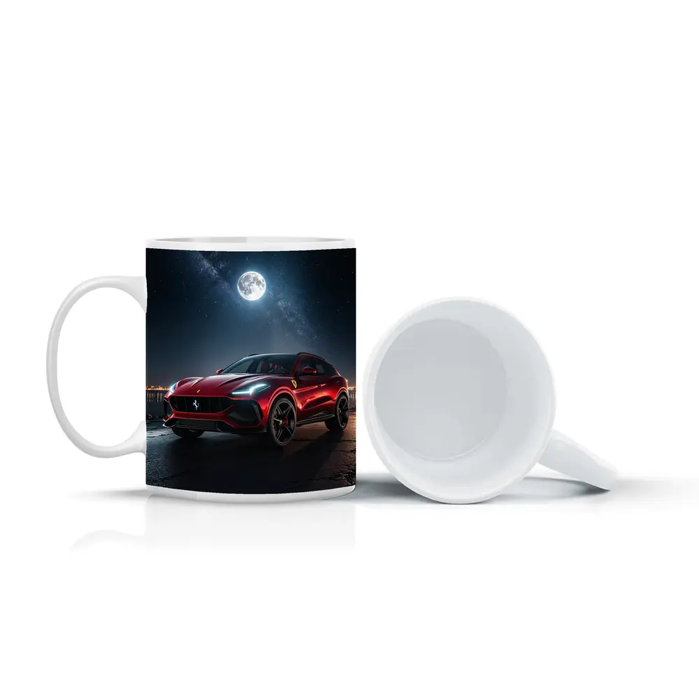 Ferrari Purosangue Red SUV Night Sky – Mugs