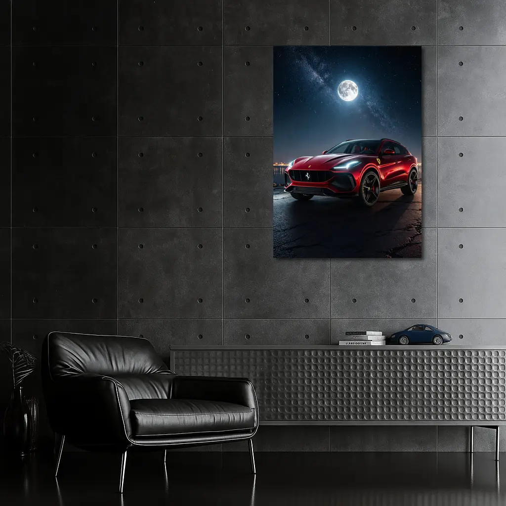 Ferrari Purosangue Red SUV Night Sky – Wall Art