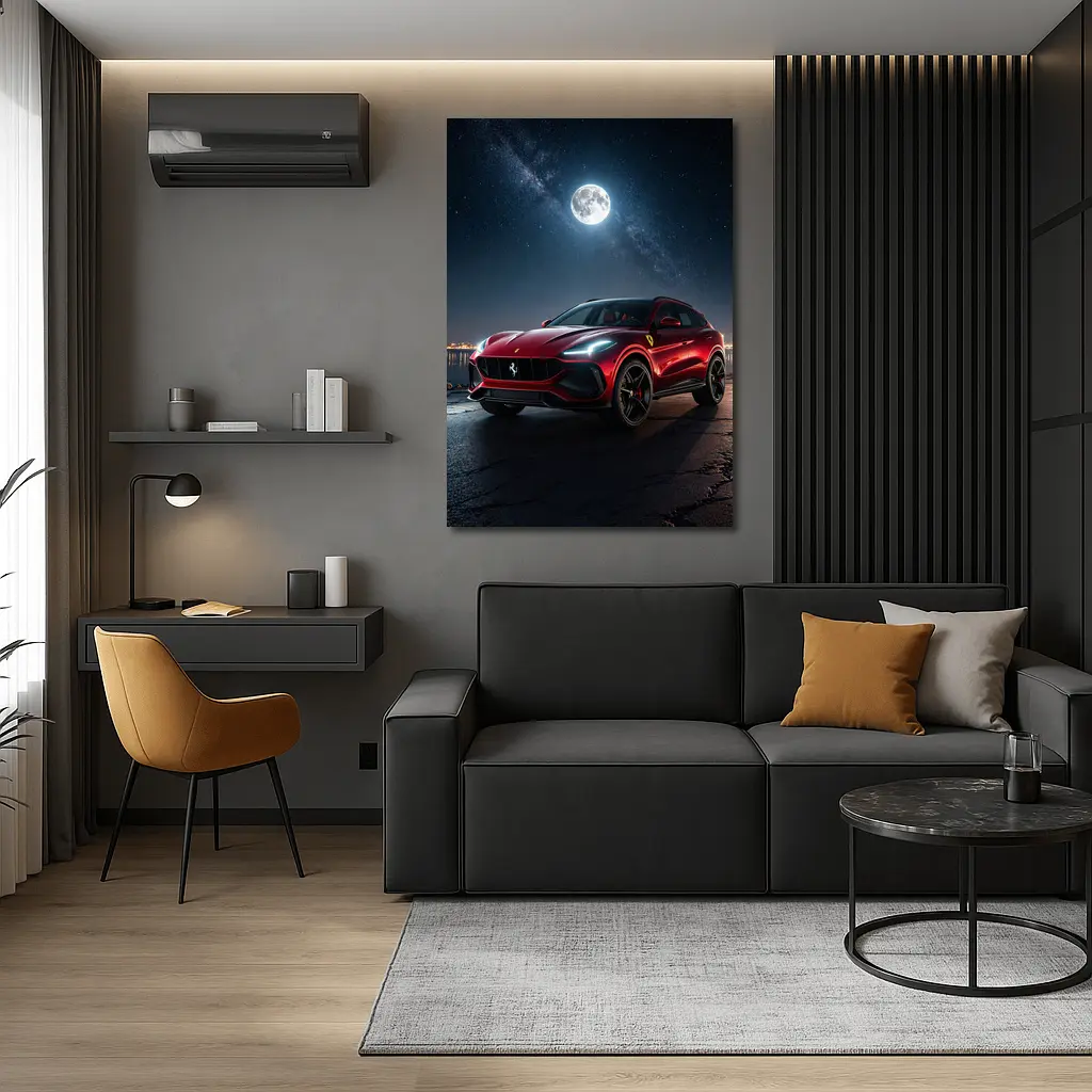 Ferrari Purosangue Red SUV Night Sky – Wall Art