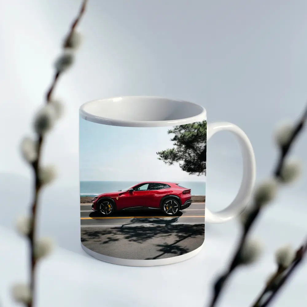 Ferrari Purosangue Red SUV Coastal Road – Mugs