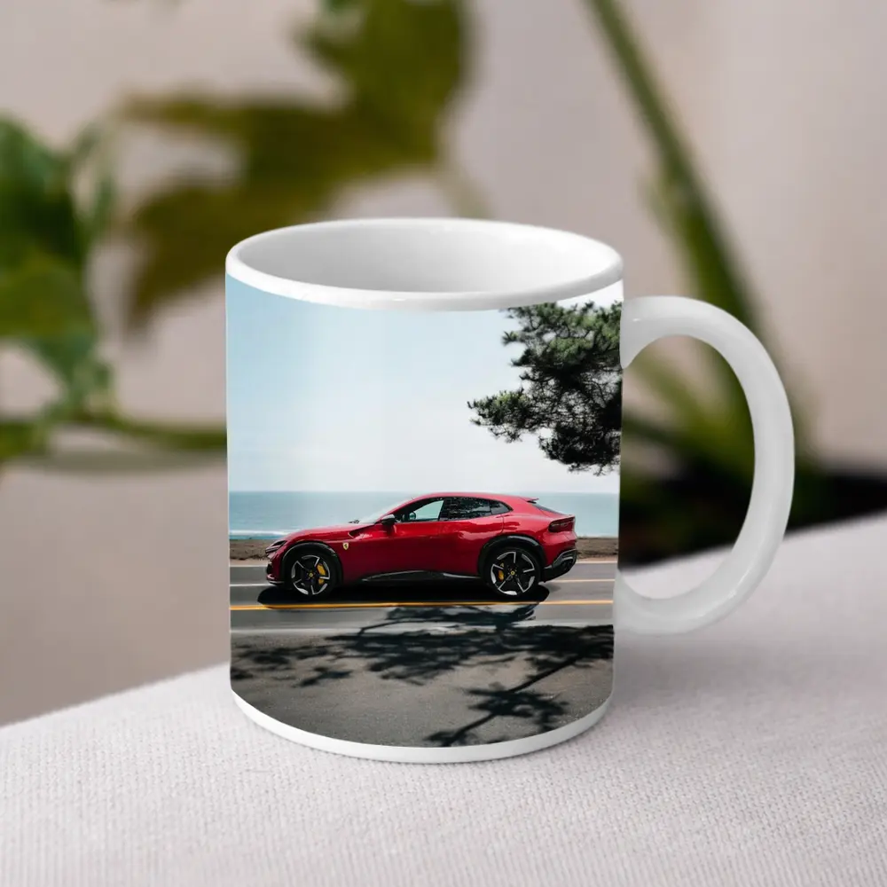 Ferrari Purosangue Red SUV Coastal Road – Mugs