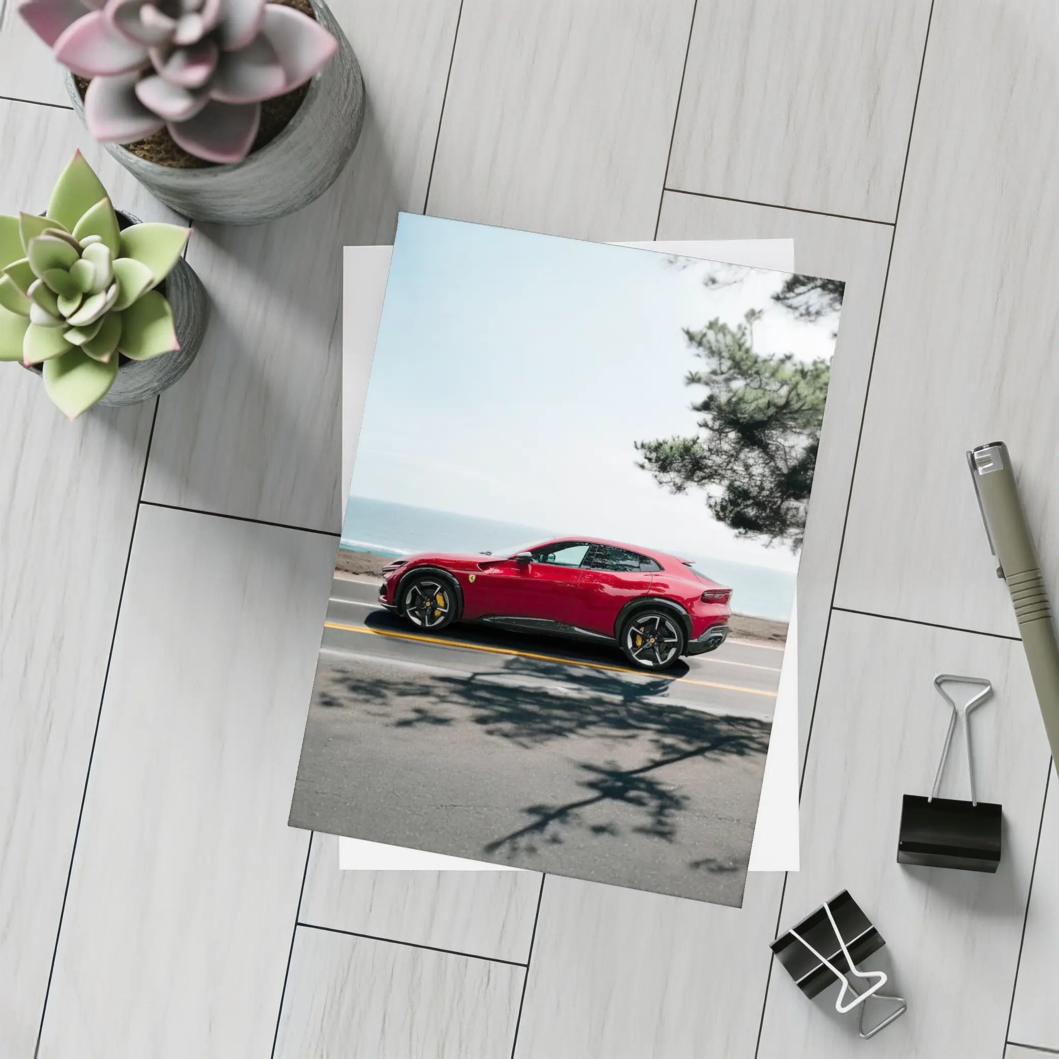 Ferrari Purosangue Red SUV Coastal Road – Postcards