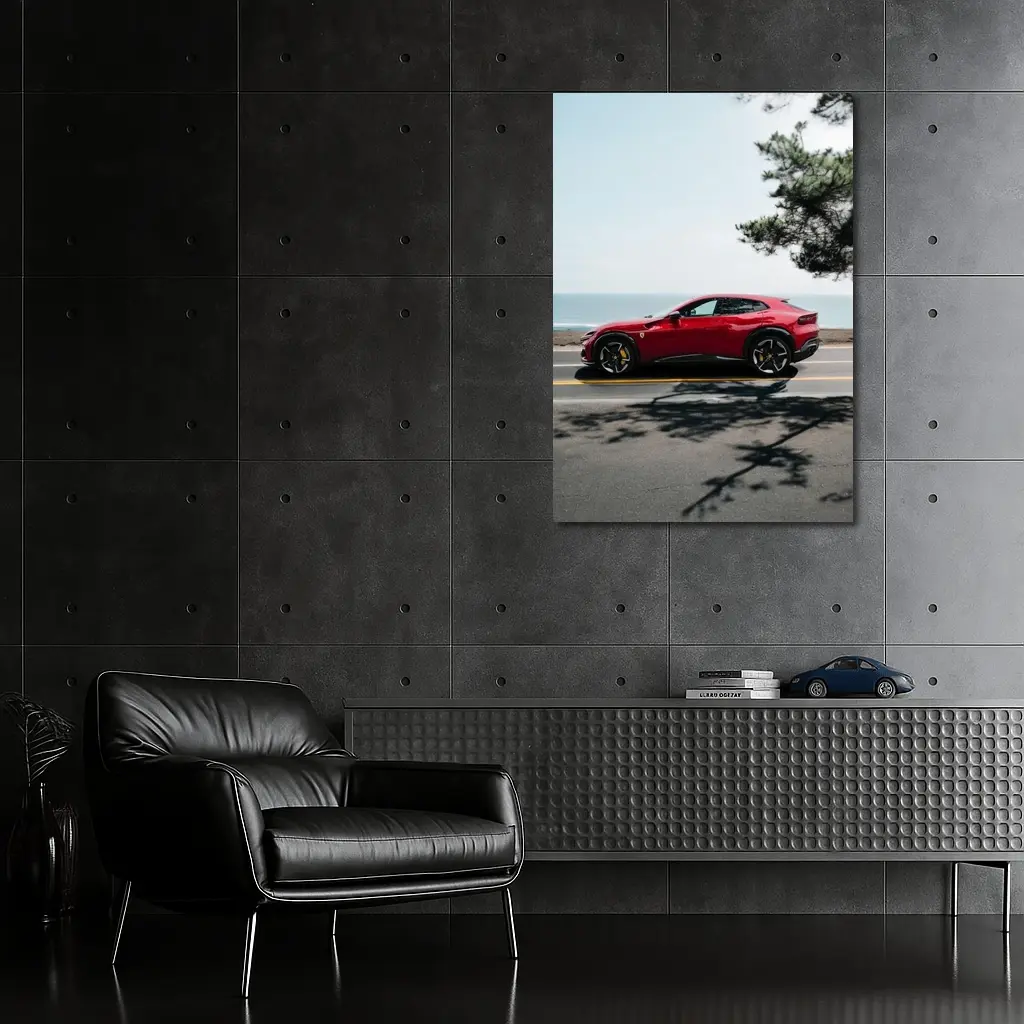 Ferrari Purosangue Red SUV Coastal Road – Wall Art