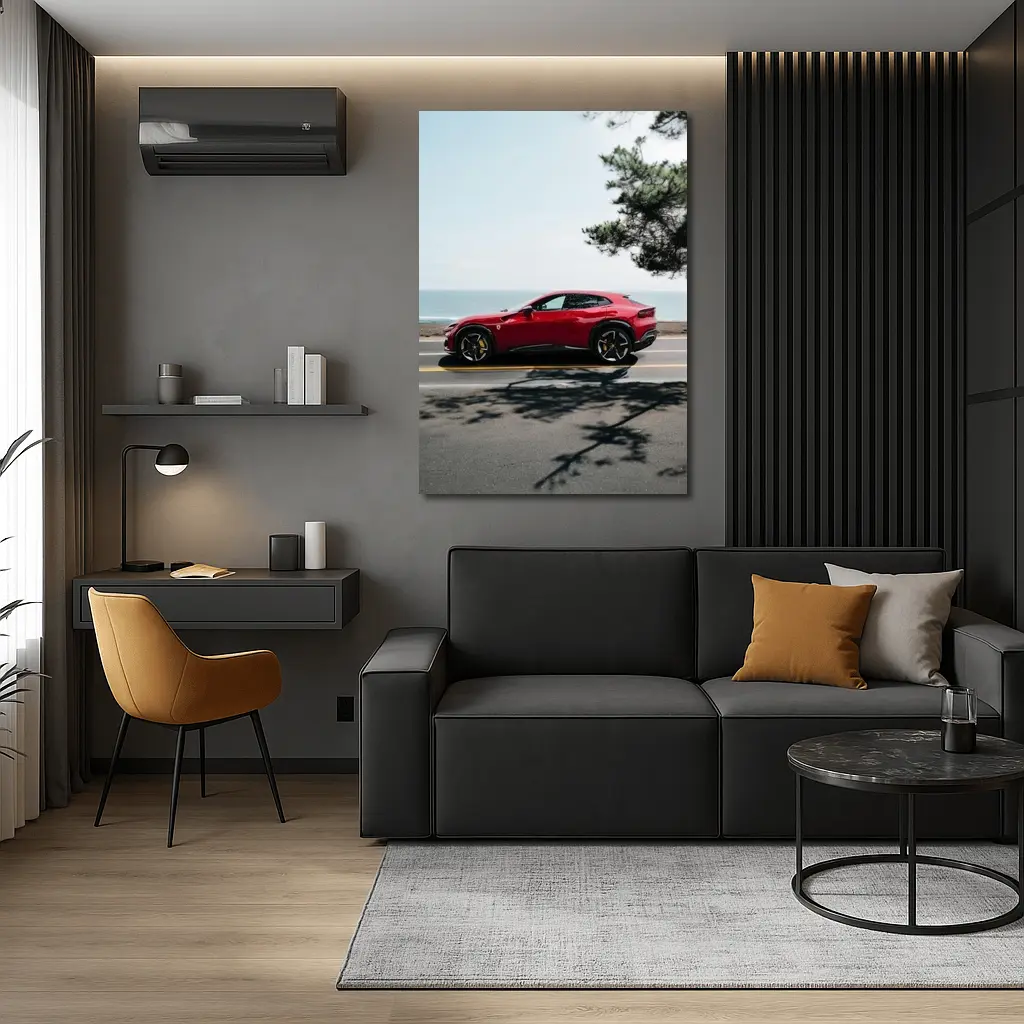 Ferrari Purosangue Red SUV Coastal Road – Wall Art