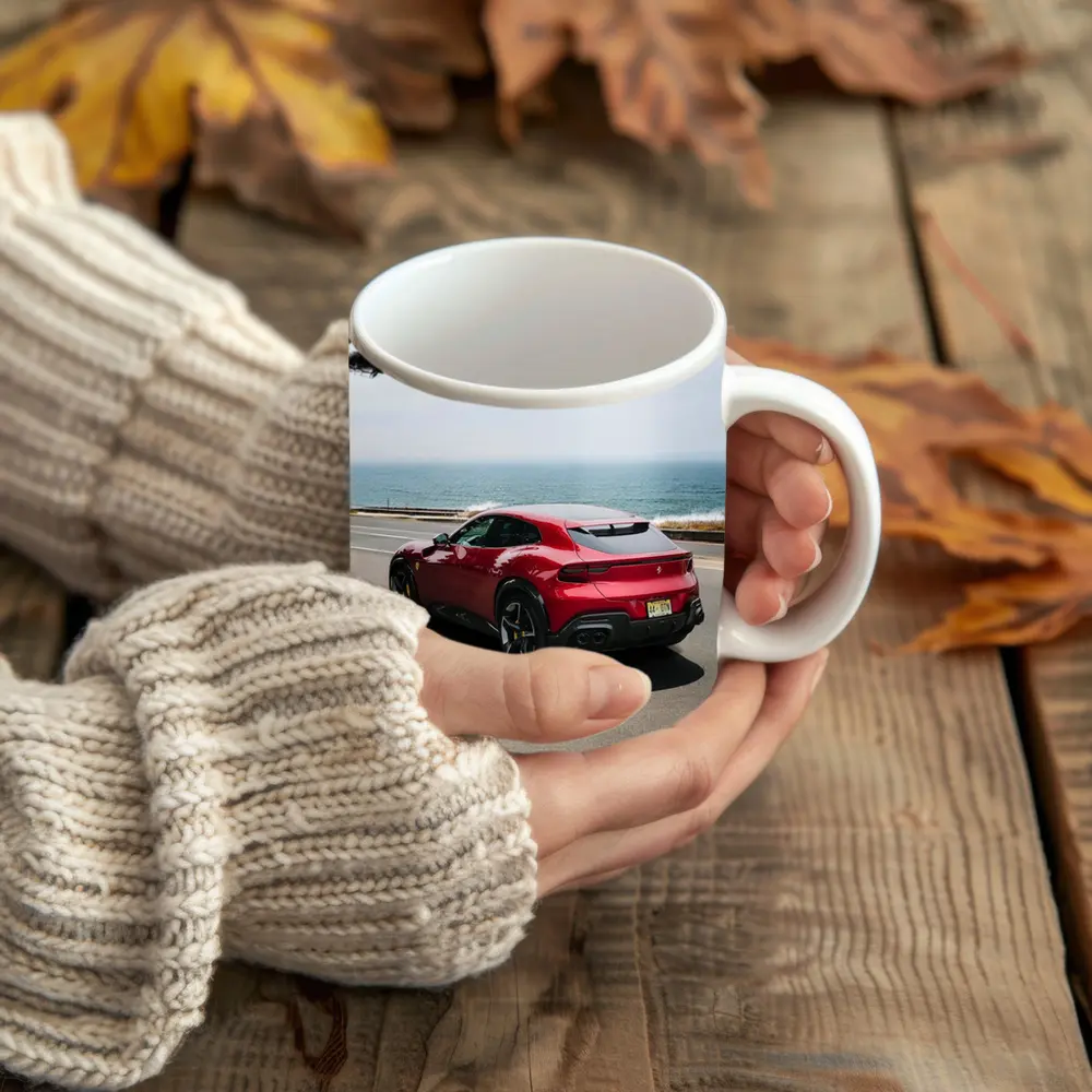 Ferrari Purosangue Red SUV Coastal Road – Mugs