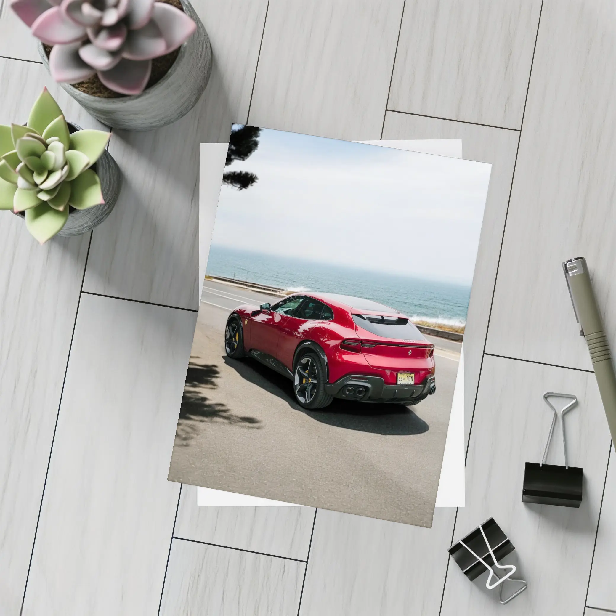 Ferrari Purosangue Red SUV Coastal Road – Postcards