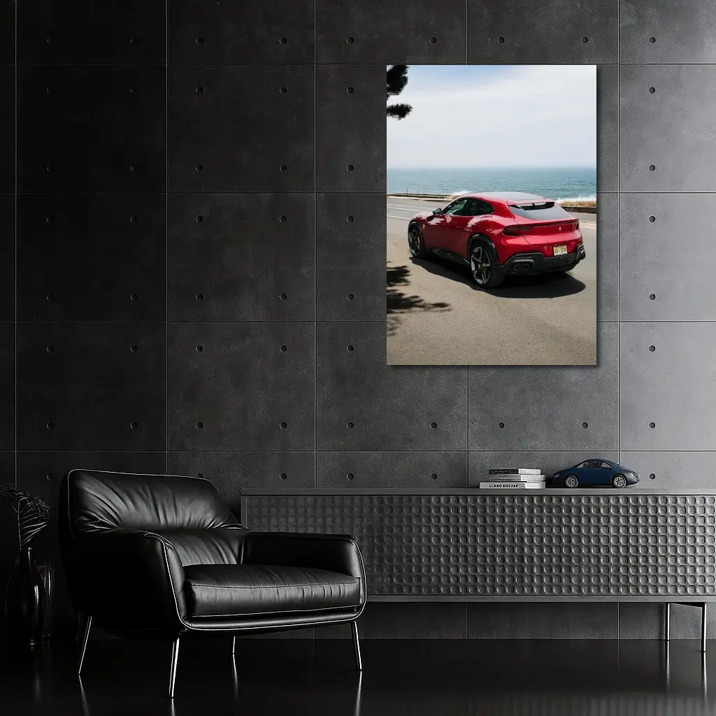 Ferrari Purosangue Red SUV Coastal Road – Wall Art