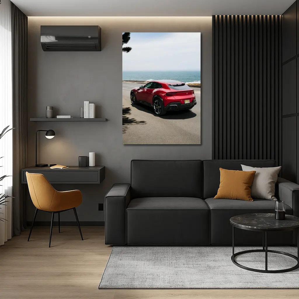 Ferrari Purosangue Red SUV Coastal Road – Wall Art