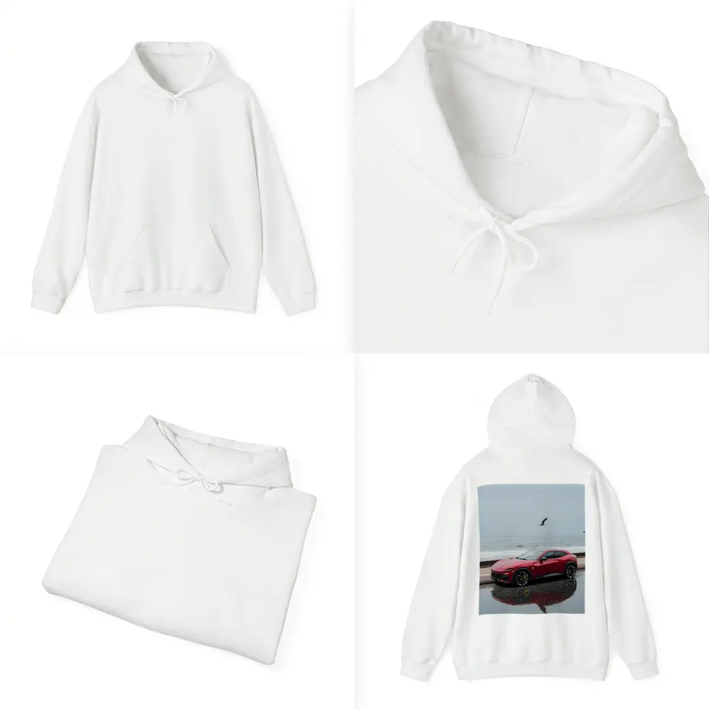 Ferrari Purosangue Red Wet Coastal Road – Hoodies