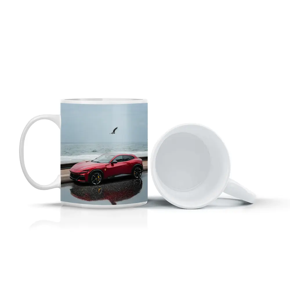 Ferrari Purosangue Red Wet Coastal Road – Mugs