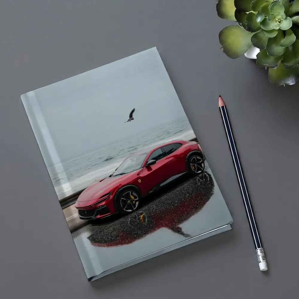 Ferrari Purosangue Red Wet Coastal Road – Notebooks