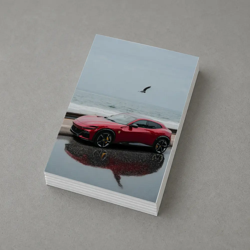 Ferrari Purosangue Red Wet Coastal Road – Postcards