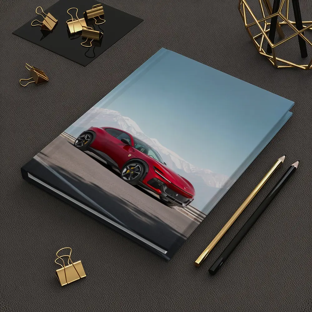 Ferrari Purosangue Red Snow Capped Mountains – Notebooks