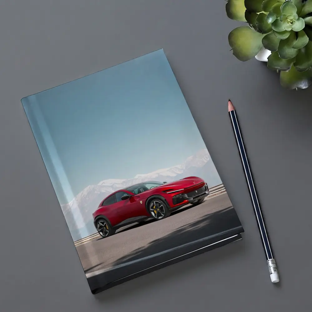Ferrari Purosangue Red Snow Capped Mountains – Notebooks