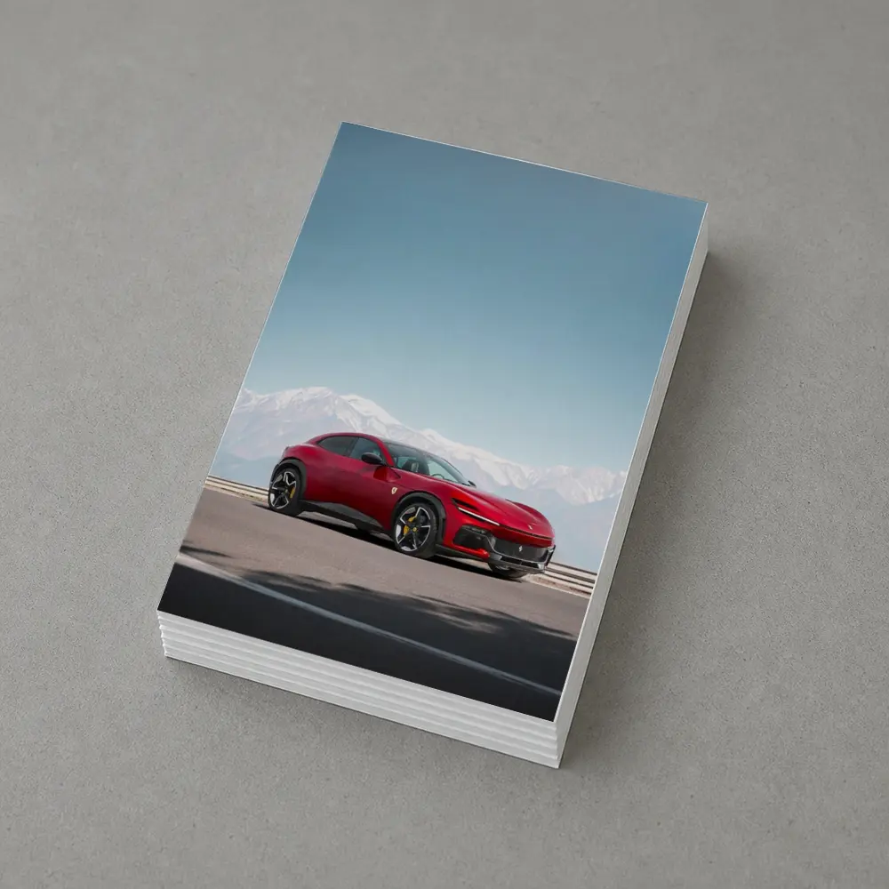 Ferrari Purosangue Red Snow Capped Mountains – Postcards