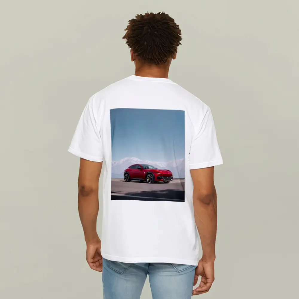 Ferrari Purosangue Red Snow Capped Mountains – T-Shirts