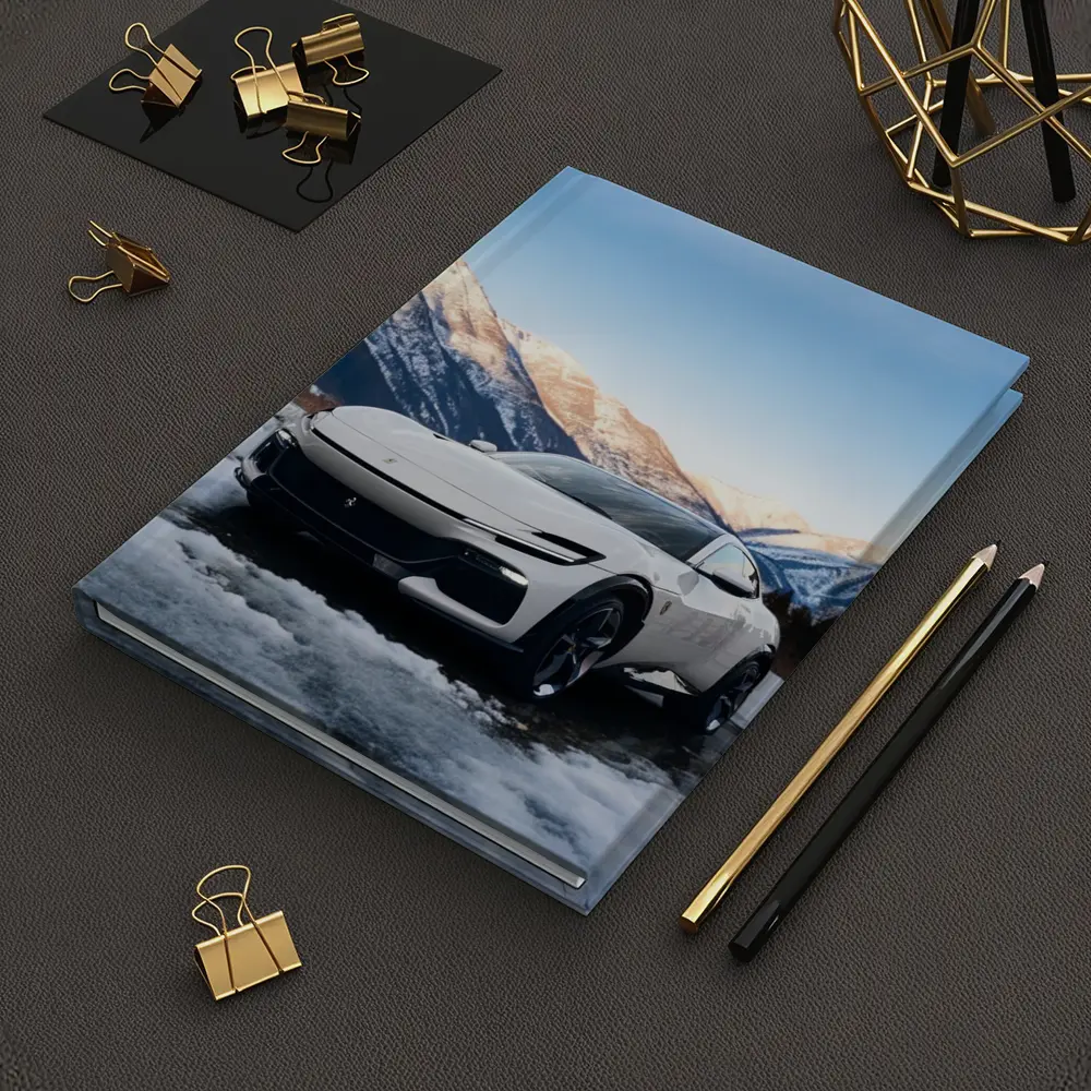 Ferrari Purosangue White Snow Mountain Backdrop – Notebooks