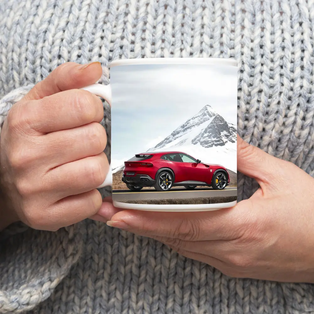 Ferrari Purosangue Red SUV Mountain Road – Mugs