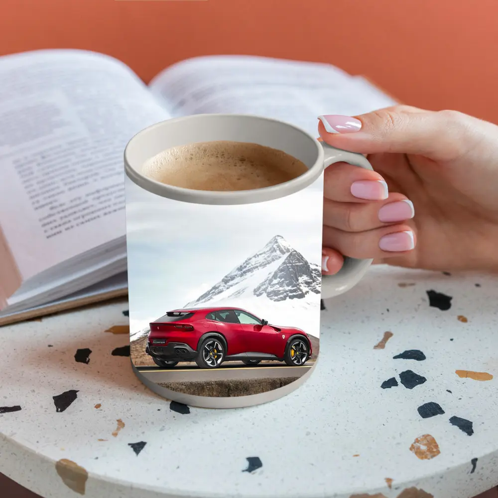 Ferrari Purosangue Red SUV Mountain Road – Mugs