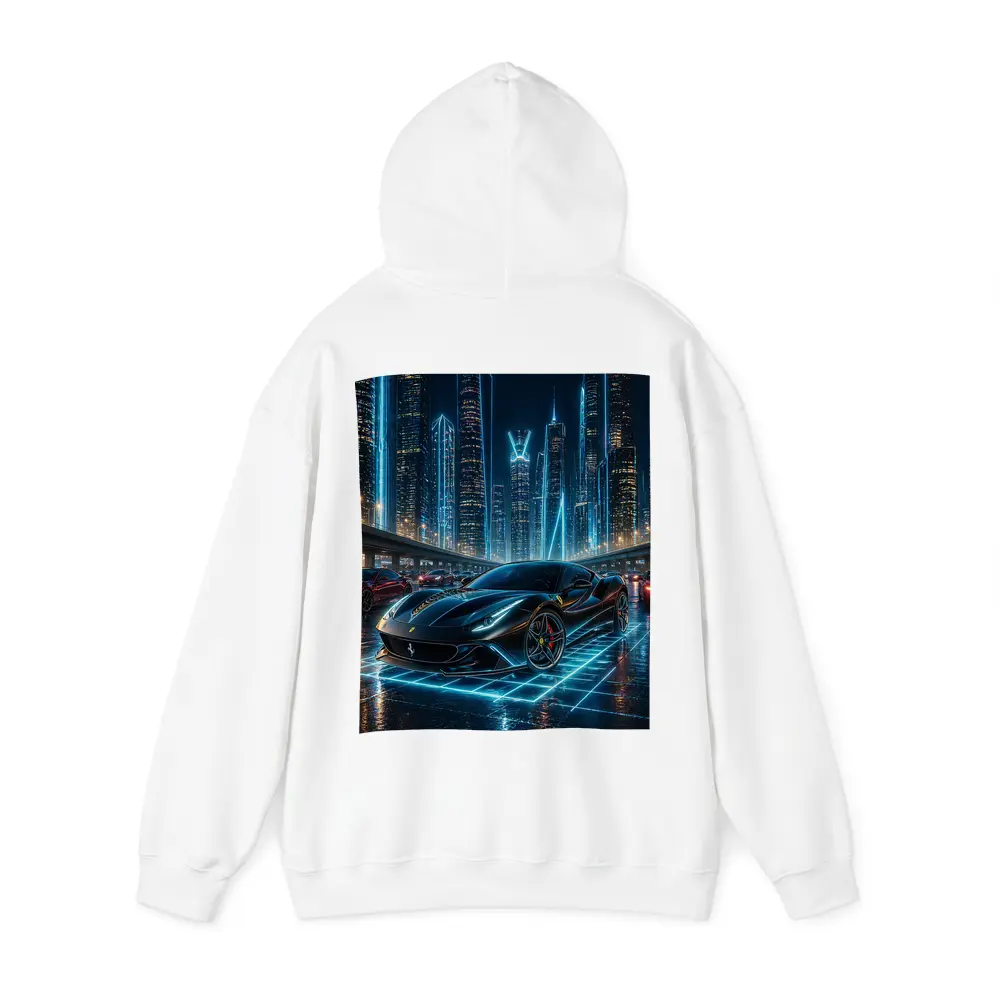 Ferrari Roma Black Neon Futuristic City Night – Hoodies