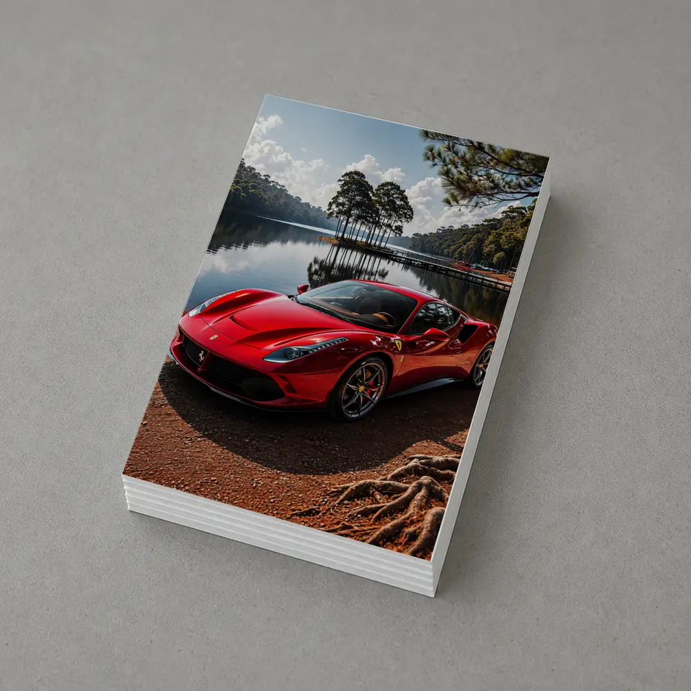 Ferrari 488 GTB Red Lakeside Forest – Postcards