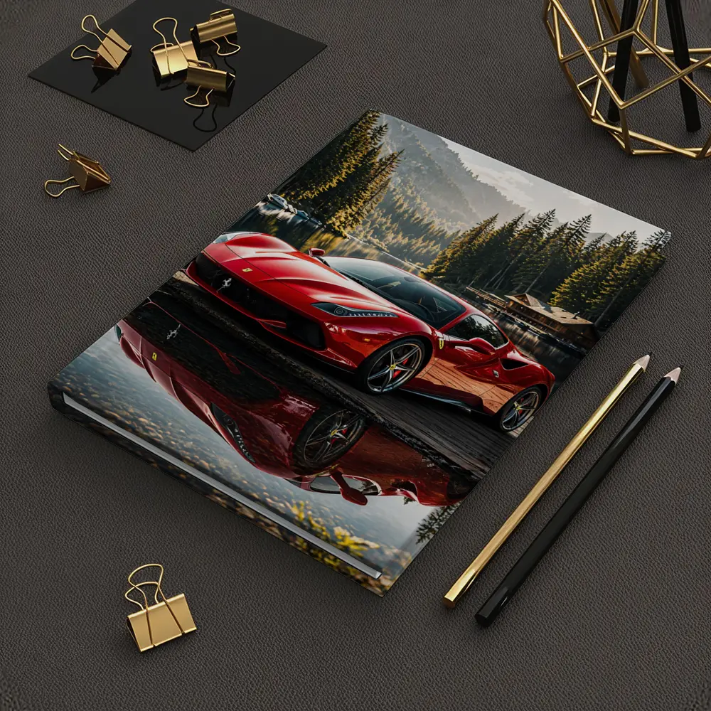 Ferrari F8 Red Sports Car Mountain Lake – Notebooks