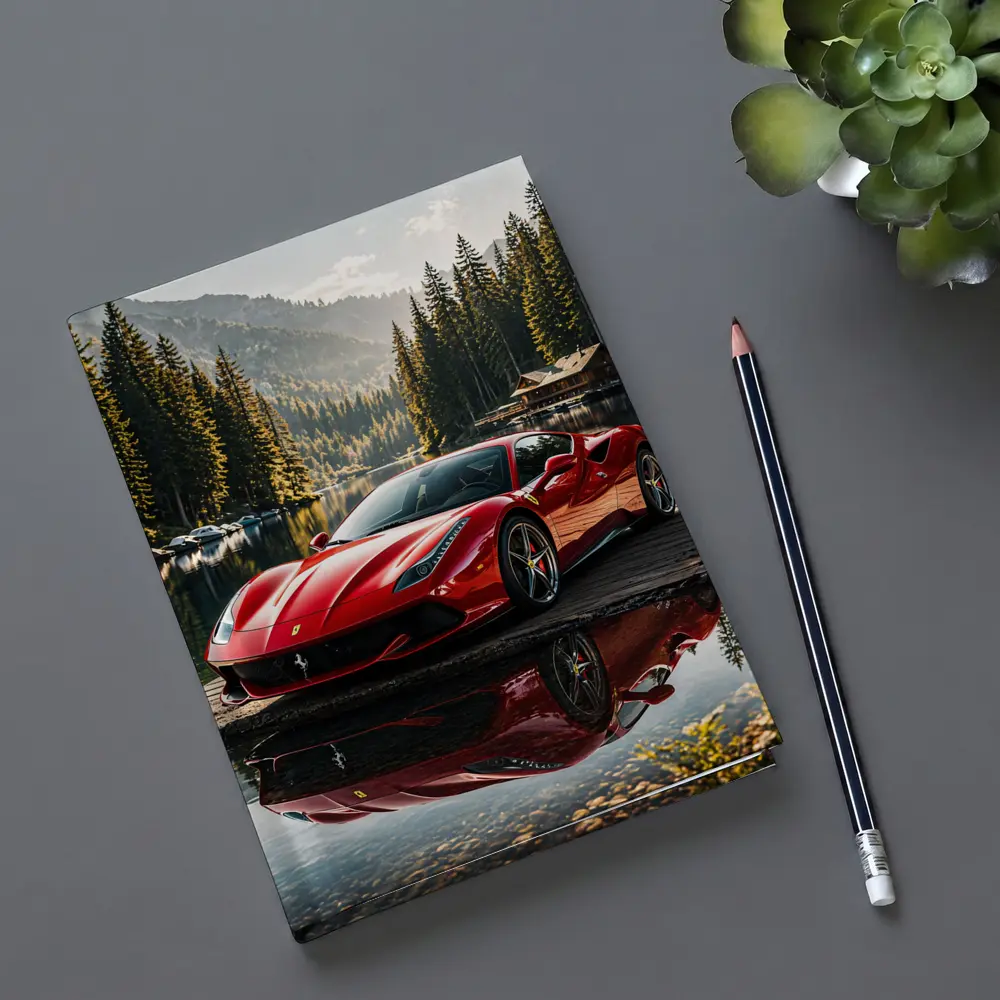 Ferrari F8 Red Sports Car Mountain Lake – Notebooks
