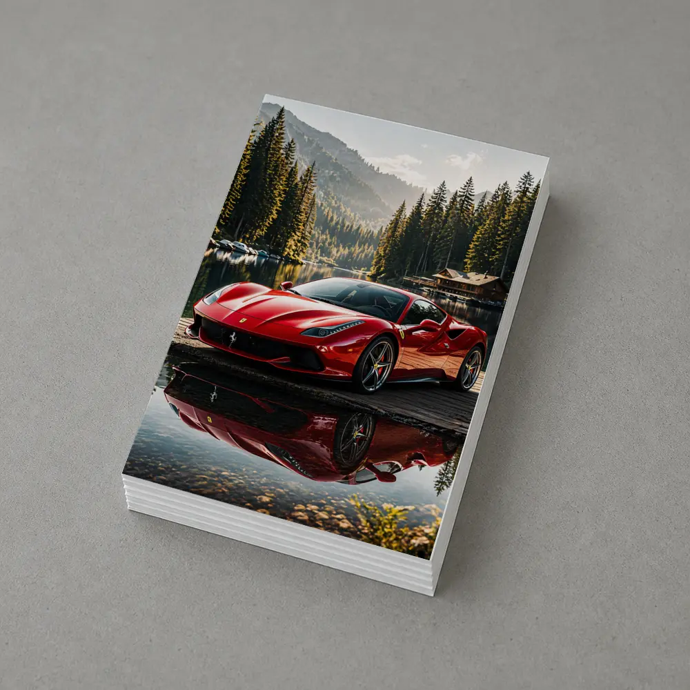 Ferrari F8 Red Sports Car Mountain Lake – Postcards