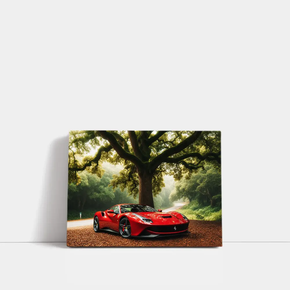 Ferrari Roma Red Supercar Forest Road – Wall Art